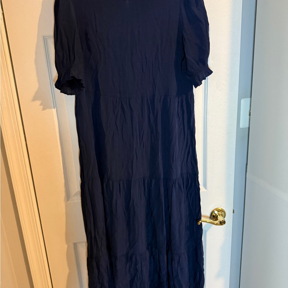Navy Blue Women's Tiered Maxi Dress - size L